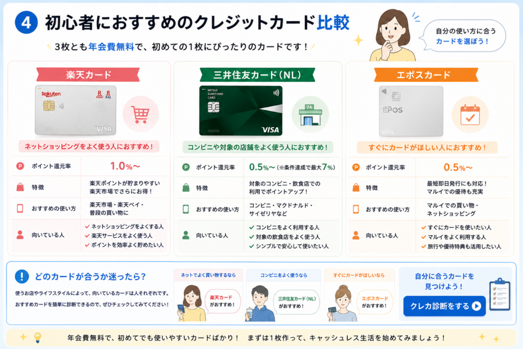 初めてにおすすめのクレジットカード比較